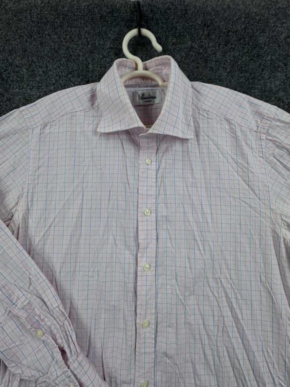 Stenstroms Blue Pink All Cotton 40 Check Slimline Button Up Shirt Men Elegant